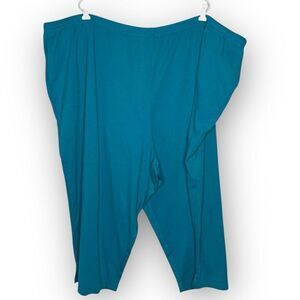 Woman Within Knit Teal Capri Pants Women’s Plus Size 5X Elastic Waist Pocketd